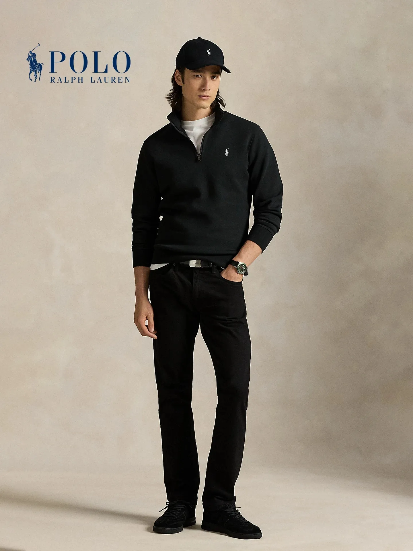 P210 Style No.: RL023】Ralph Lauren/Ralph Lauren classic small label embroidered high collar pullover half-zip sweatshirt